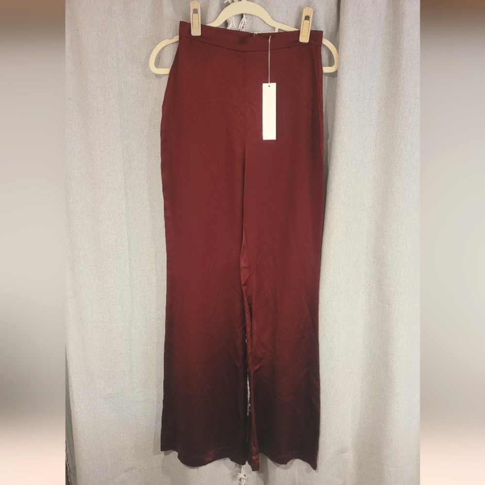 Amanda Uprichard, Burgundy Silk Palazzo style pants. Size XS or 1